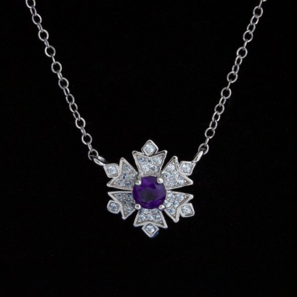 Genuine Amethyst Sterling Silver Necklace - Picture 3 of 3